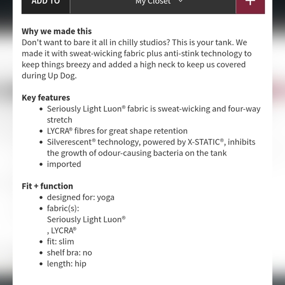 🍋 Lululemon Essence Tank 🍋 White, excellent used condition - Picture 7 of 8